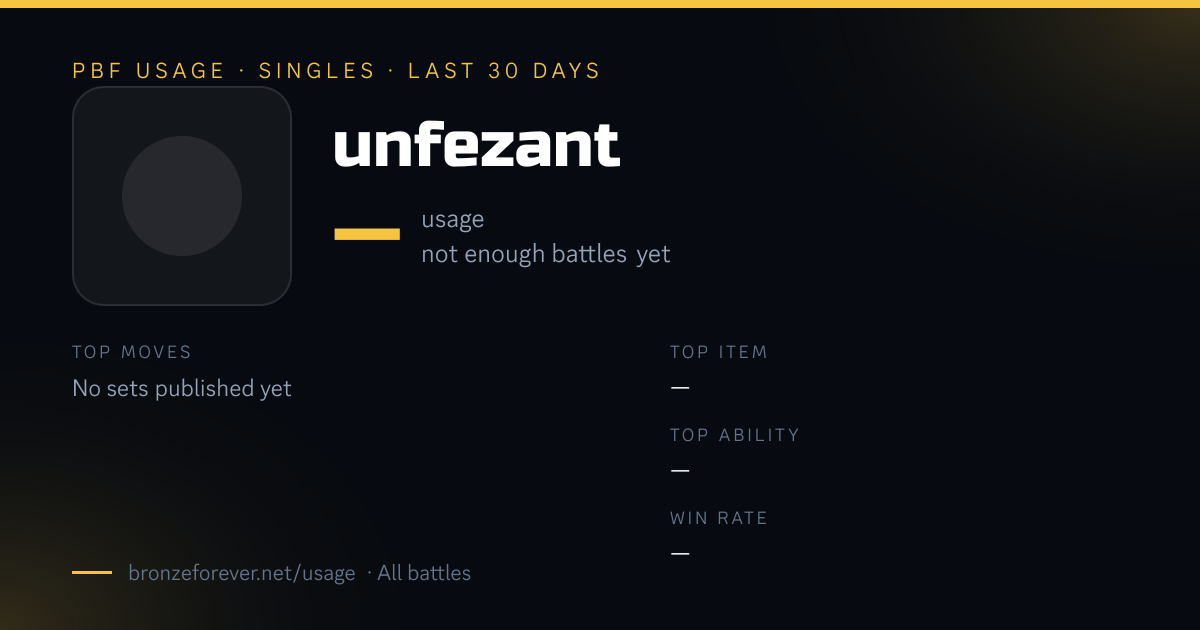 Unfezant — Singles Usage