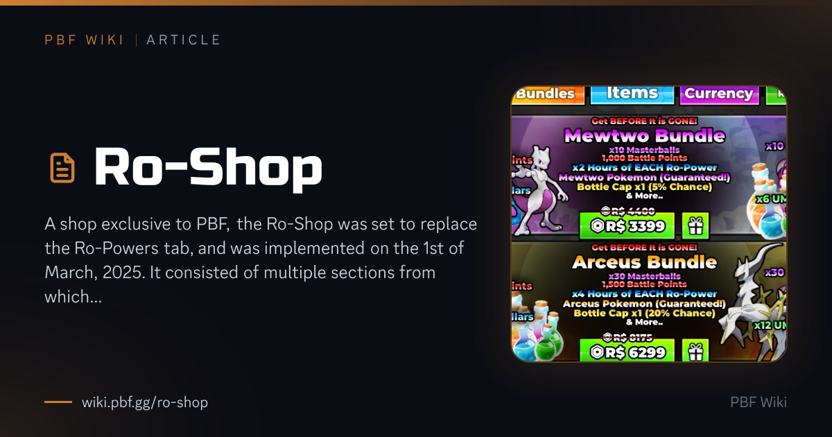 Ro-Shop — Wiki | PBF