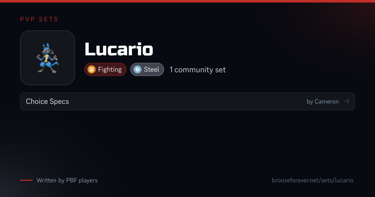 Lucario PvP sets
